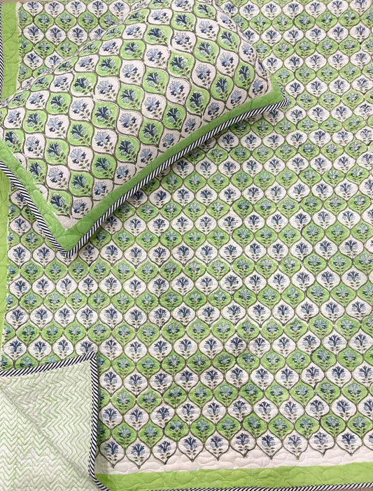 Palash Prints – Handblock Quilted Bedcover Set