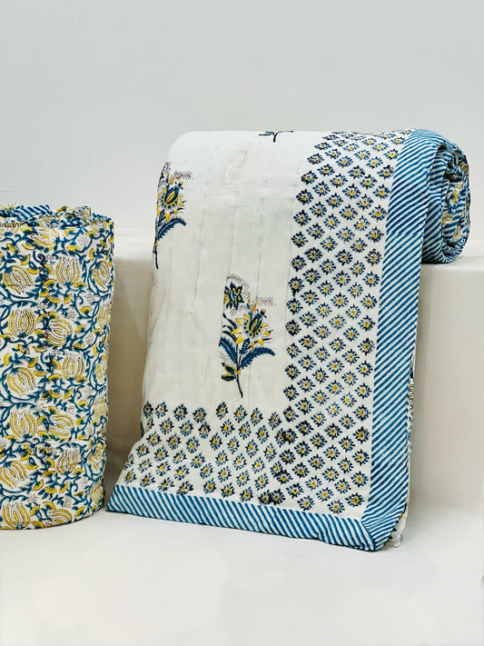 Musk Quilt - Handblock Printed King Size Quilt Razai