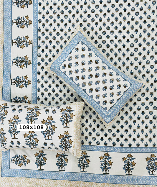 Velvet Charm Handblock Printed Bedsheet