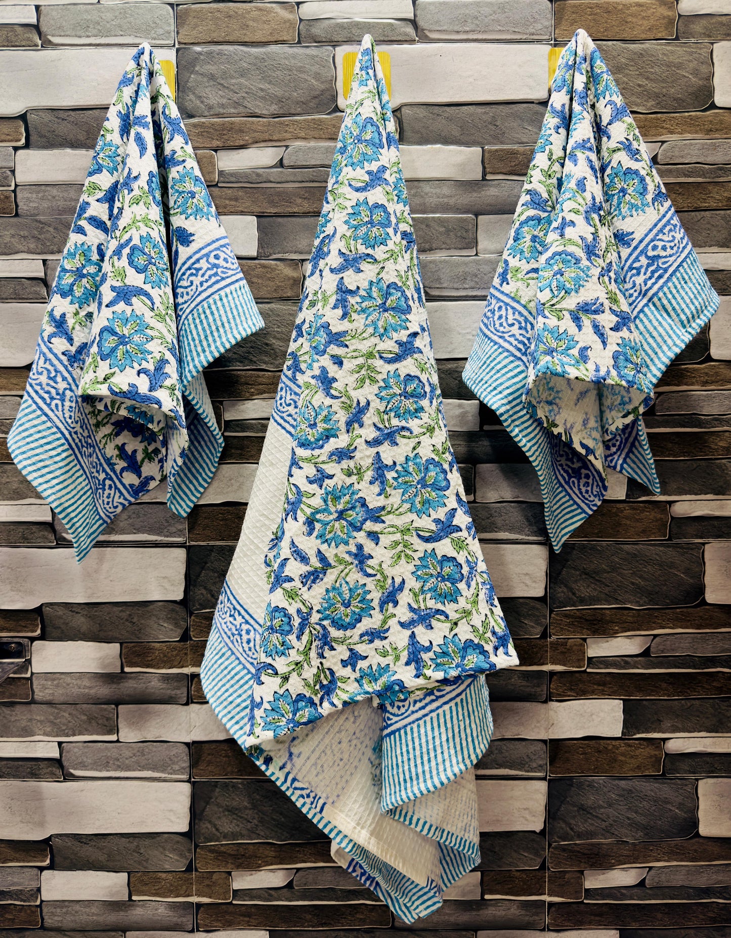 Karigar Threads – Handblock Printed Waffle Towel Set