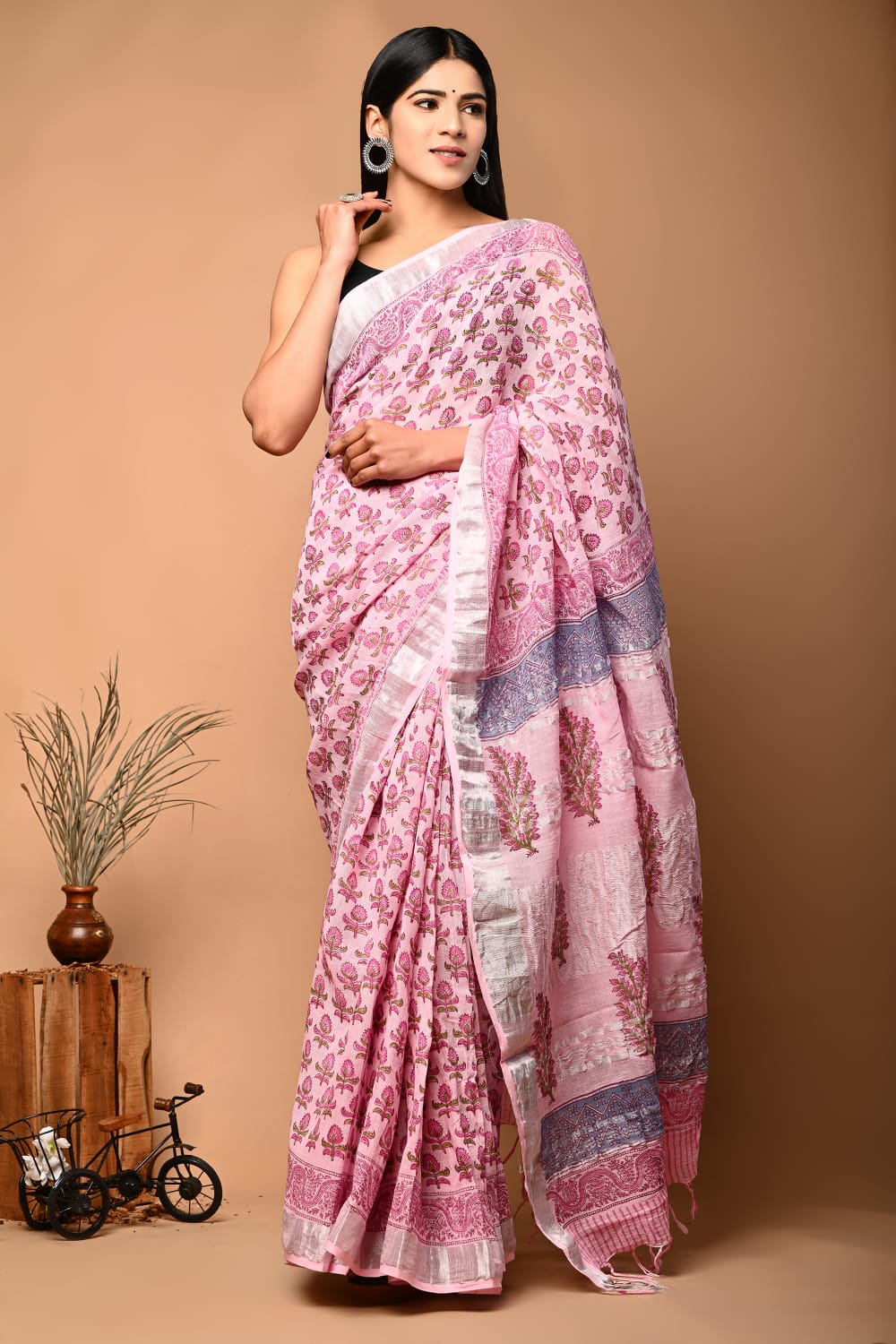 Sugandhi – Handblock Printed Linen Saree