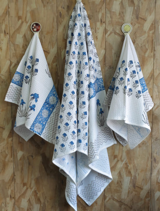 Daami - Handblock Printed Waffle Towel Set