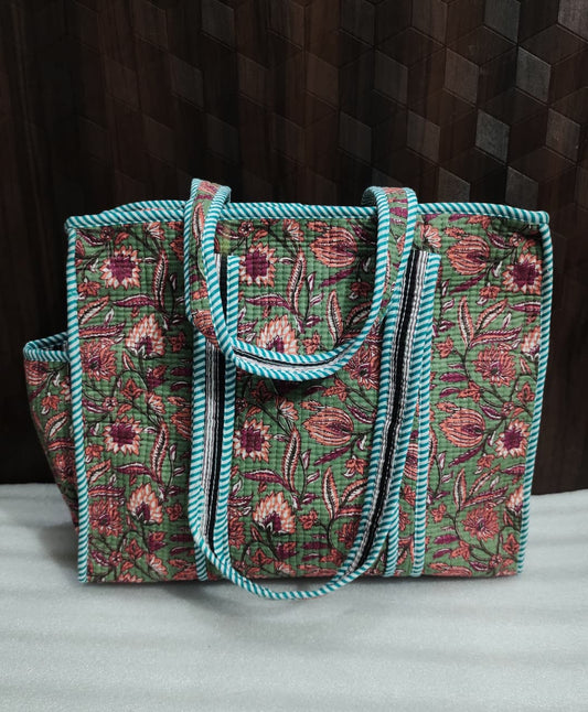 PeeliBagh – Handblock Printed Quilted Tote Bag