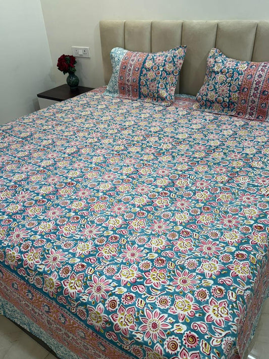Blue Bush  Double Bedsheet 90x108