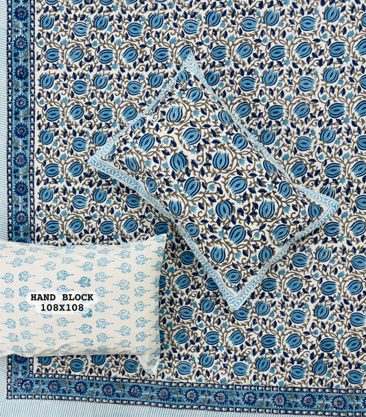 Olive Grove Handblock Printed Bedsheet