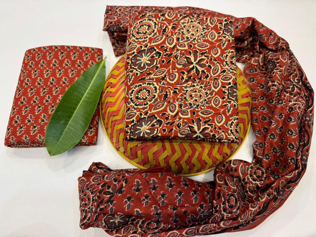 Sootra set – Handblock Printed Cotton Suit Set with Mulmul Dupatta