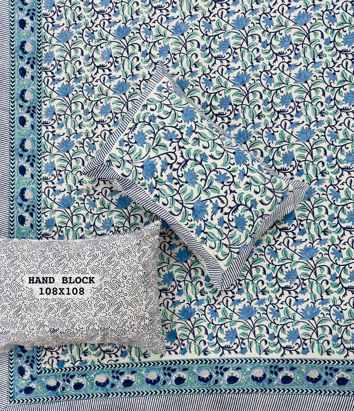 Olive Shine Handblock Printed Bedsheet