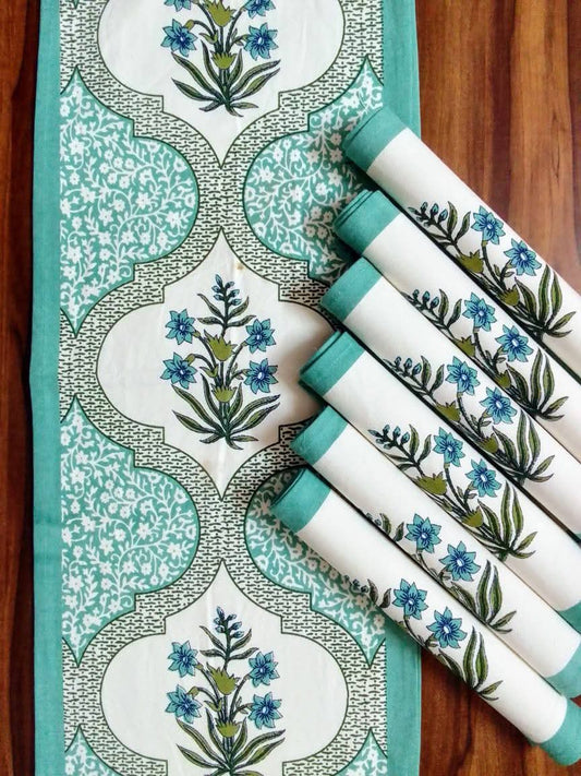 Gracy - Handblock Printed 6-Seater Dining Table Set