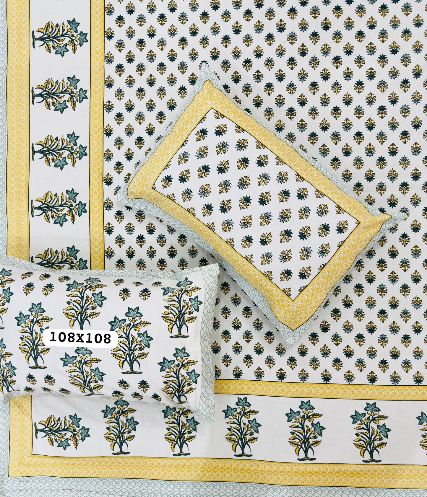 Radiant Pearl Handblock Printed Bedsheet