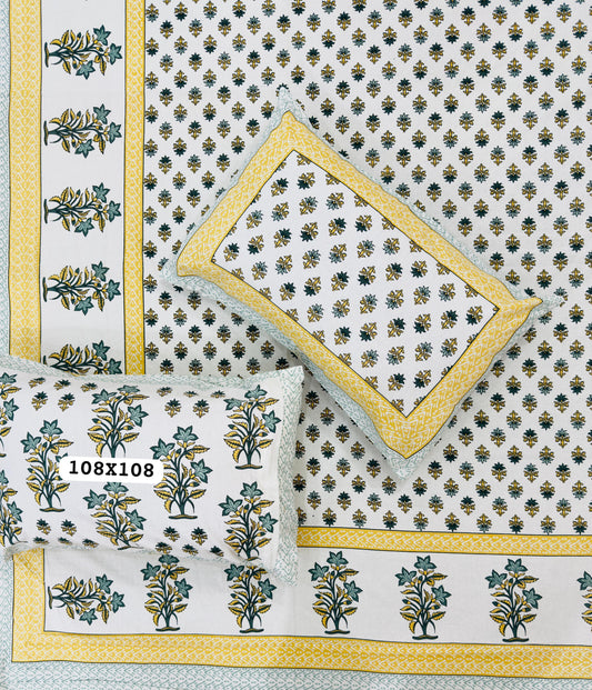 Radiant Pearl Handblock Printed Bedsheet
