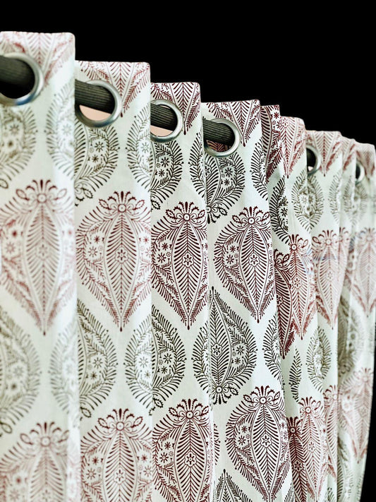 Hawamahal bagh - Handblock Printed Cotton Curtain Set