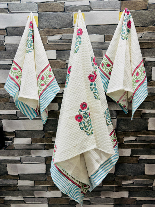 BoondBlock – Handblock Printed Waffle Towel Set