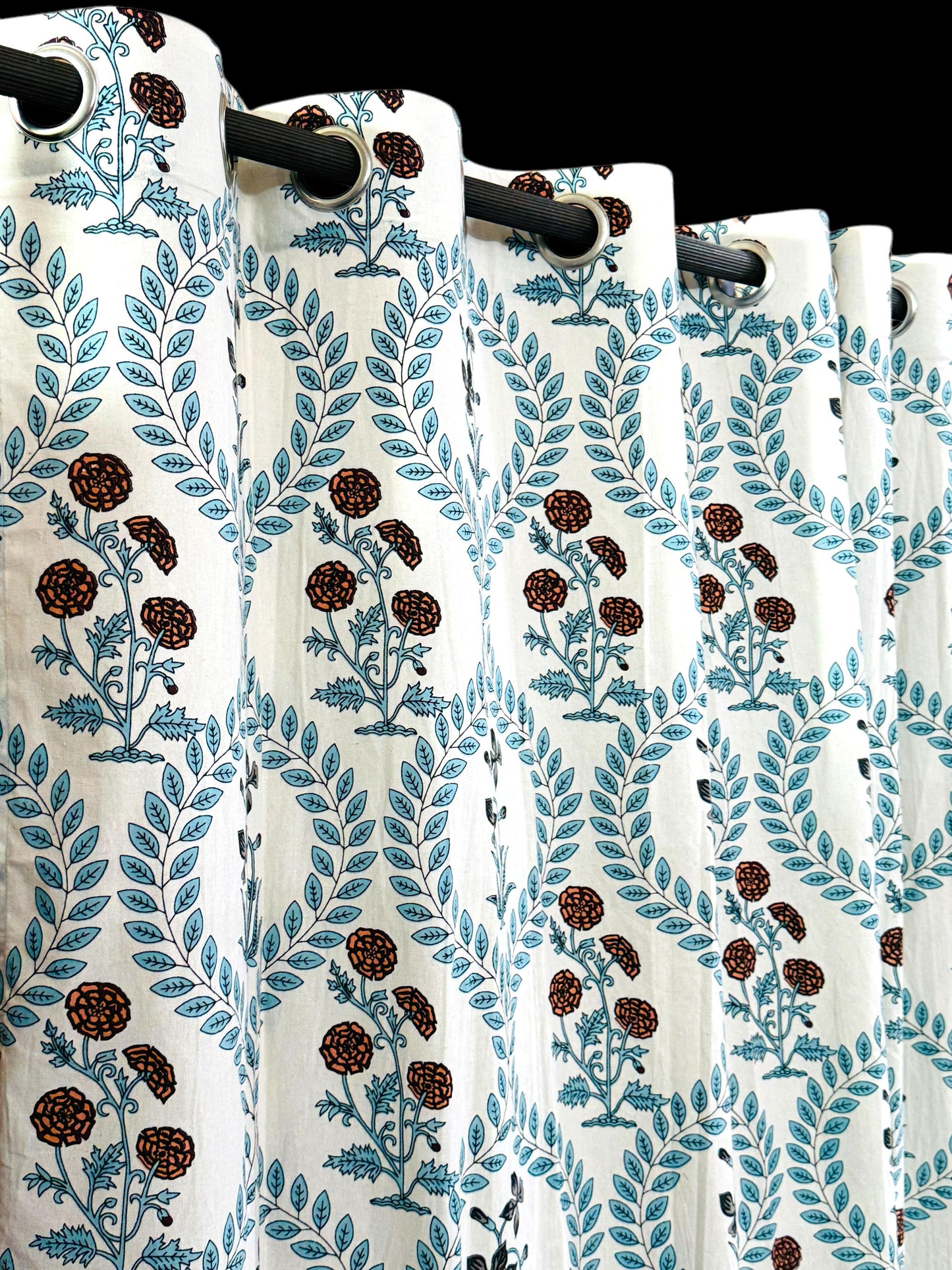 Neelvaan Veil – Handblock Printed Cotton Curtain Set