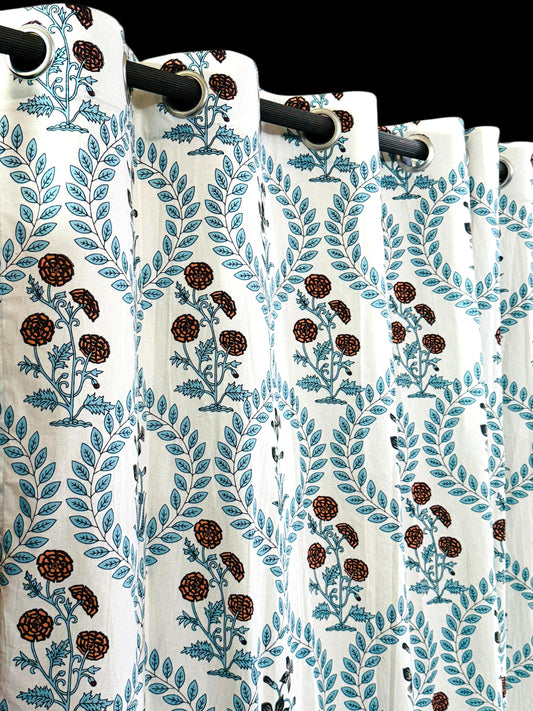 Neelvaan Veil – Handblock Printed Cotton Curtain Set