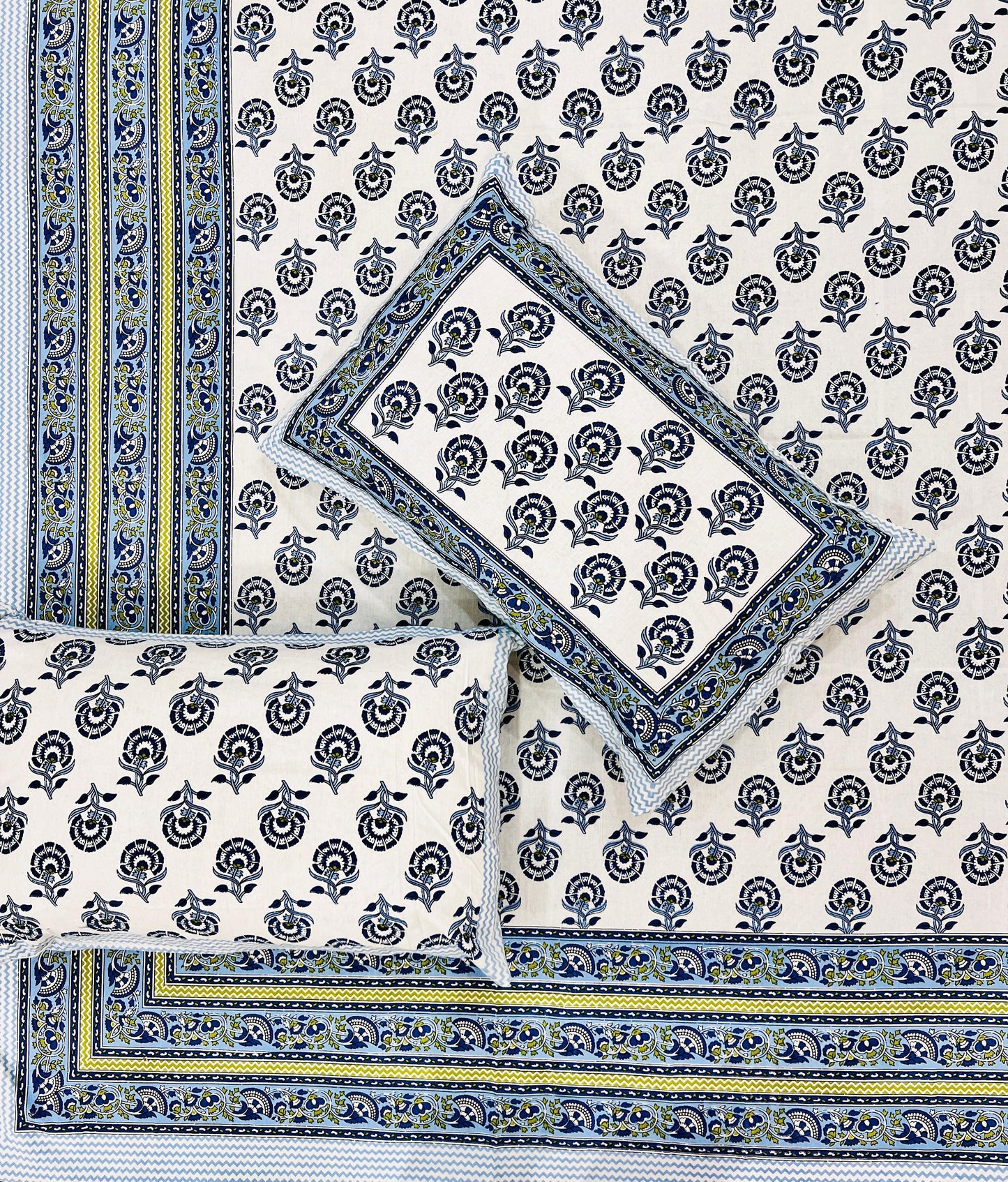 Mystic Horizon Handblock Printed Bedsheet
