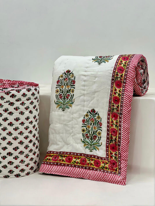 Floberry - Handblock Printed King Size Quilt Razai