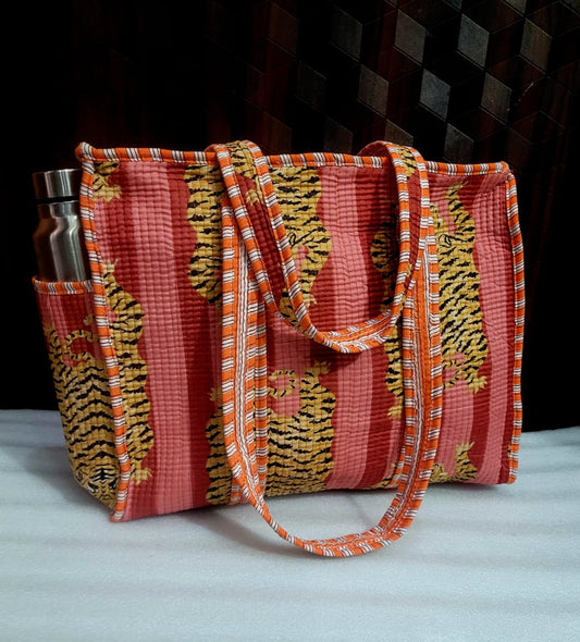 Neem Carry – Handblock Printed Quilted Tote Bag