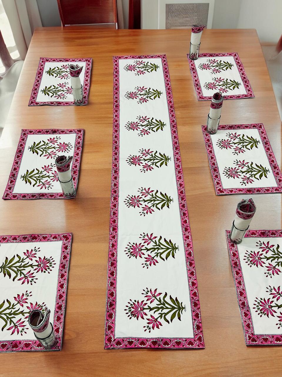 Galla mats - Handblock Printed 6-Seater Dining Table Set