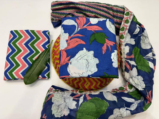 Hath rang – Handblock Printed Cotton Suit Set with Mulmul Dupatta