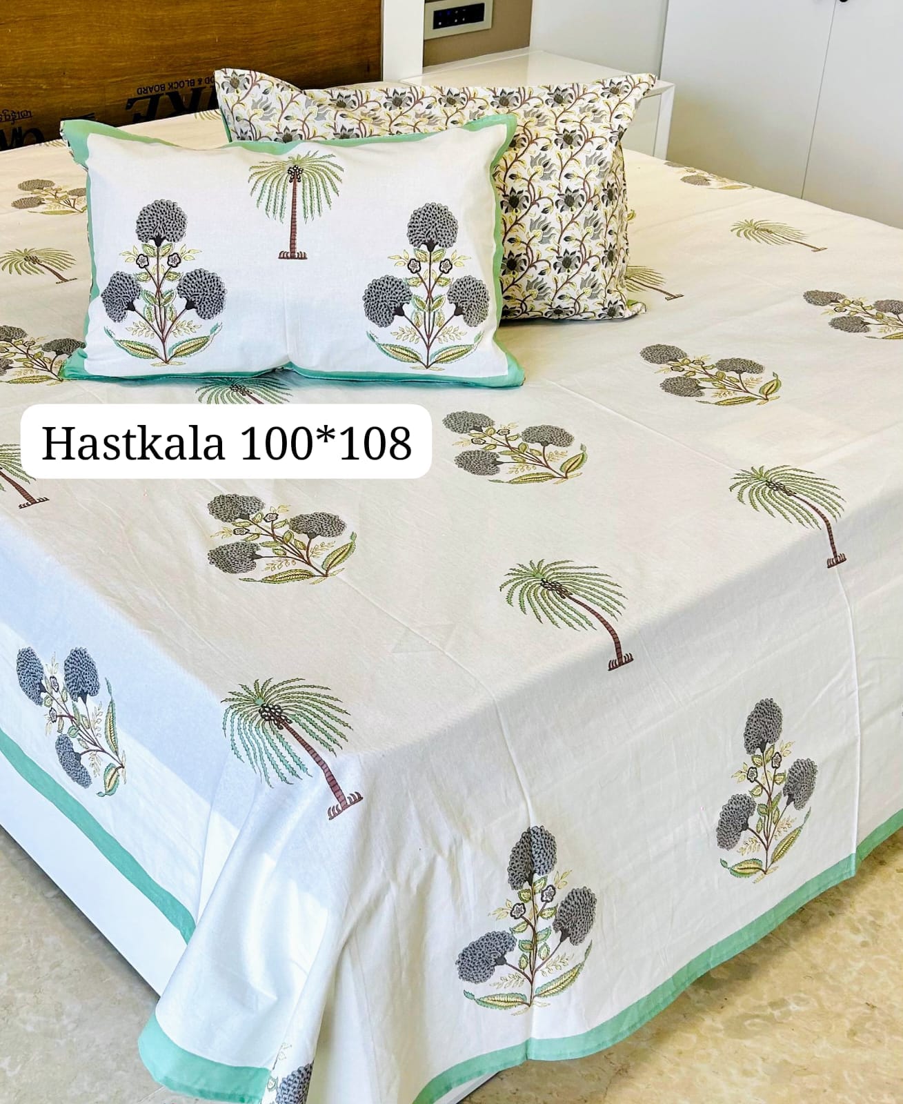 Ocean Breeze Handblock Printed Bedsheet