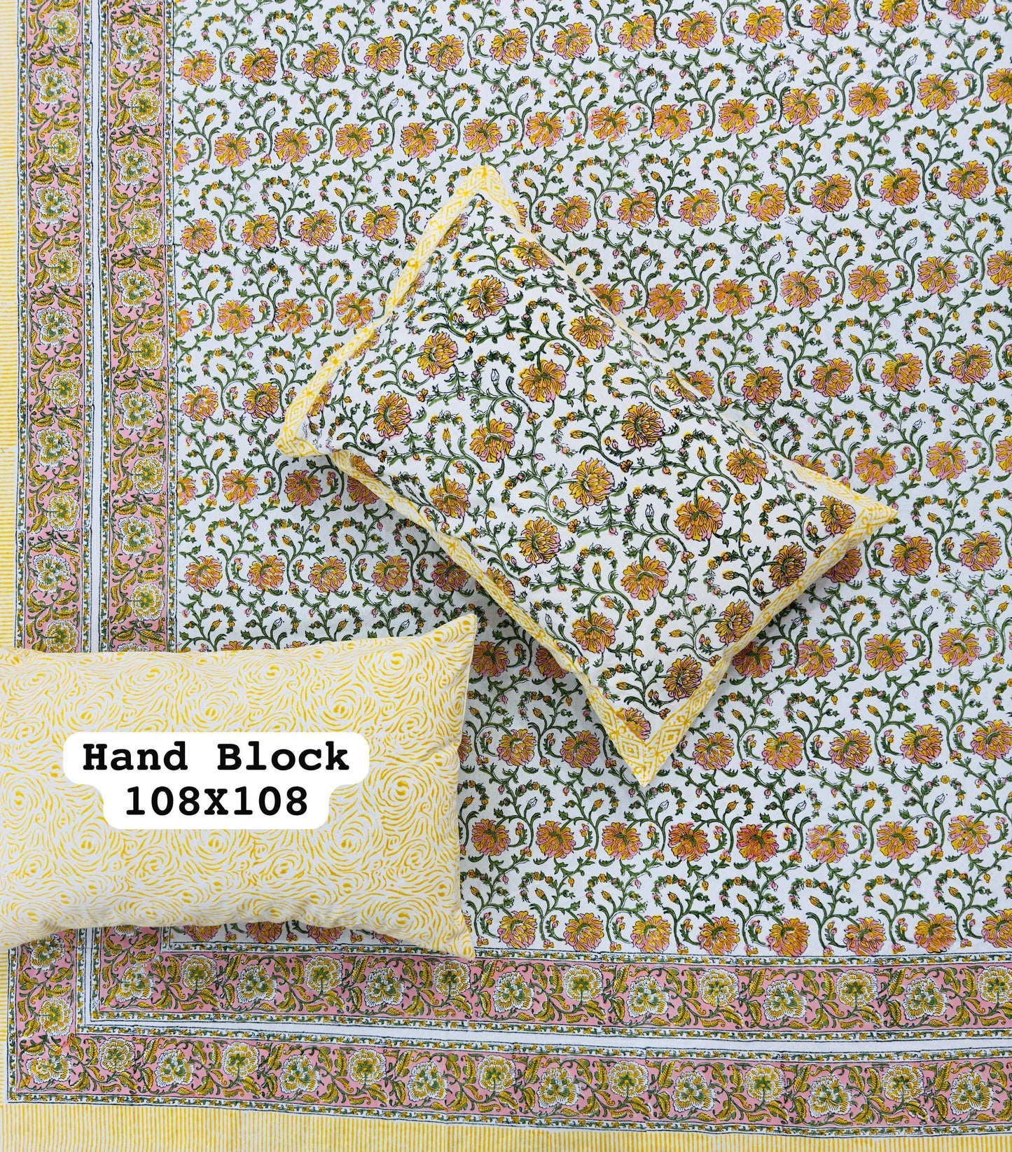 Midnight Blue Handblock Printed Bedsheet