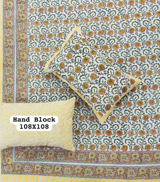 Midnight Blue Handblock Printed Bedsheet