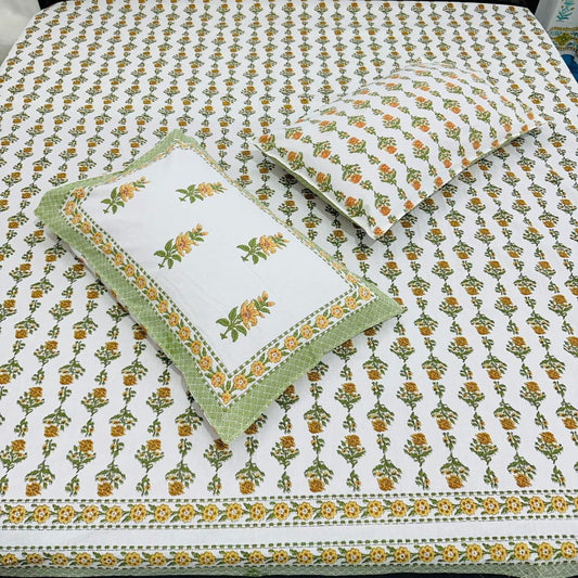 Autumn Breeze Handblock Printed Bedsheet