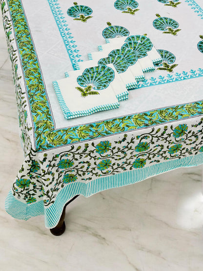 RangRitu Linen | Handblock Printed Dining Table Cover Set