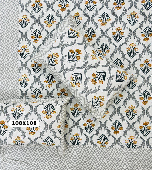 Azure Pearl Handblock Printed Bedsheet