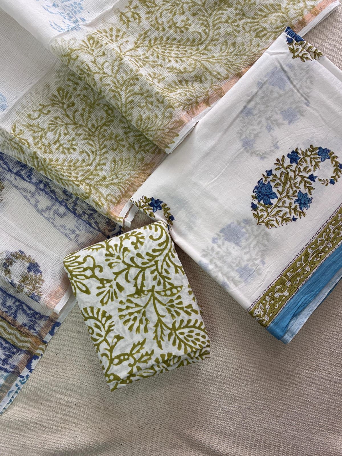 Ambar Vastra – Handblock Printed Cotton Suit Set with Kota Doriya Dupatta