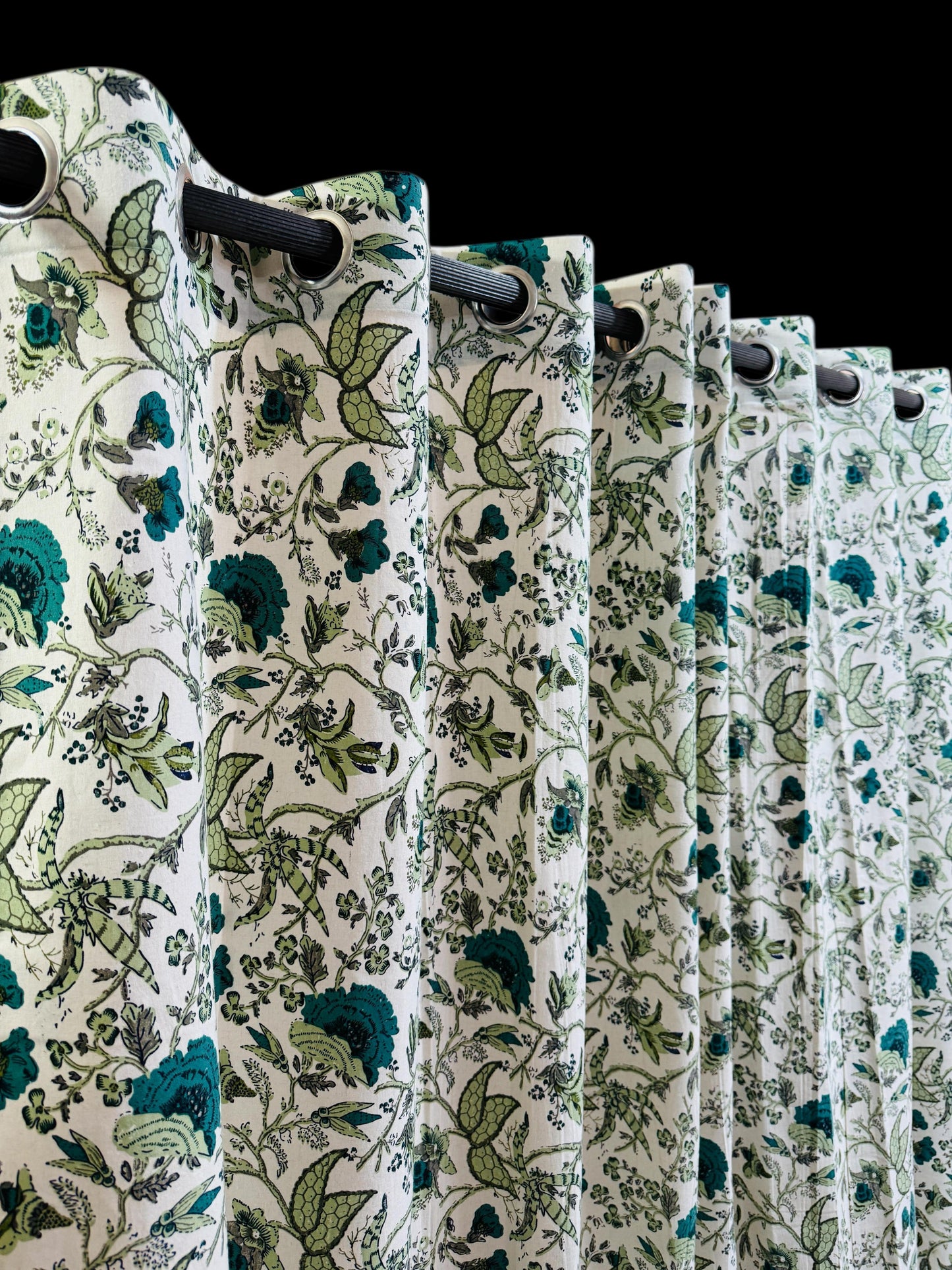 Bailler - Handblock Printed Cotton Curtain Set