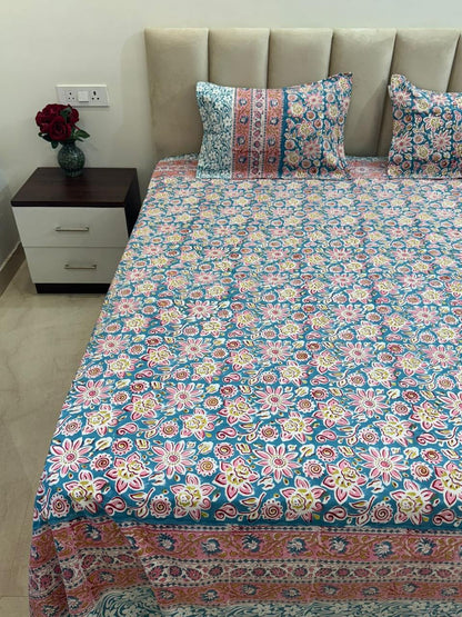 Blue Bush  Double Bedsheet 90x108