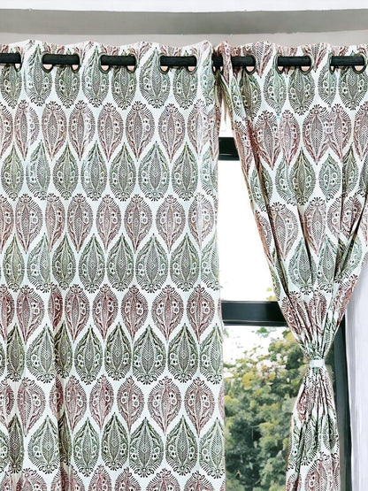 Hawamahal bagh - Handblock Printed Cotton Curtain Set