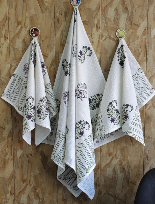 Gonra - Handblock Printed Waffle Towel Set