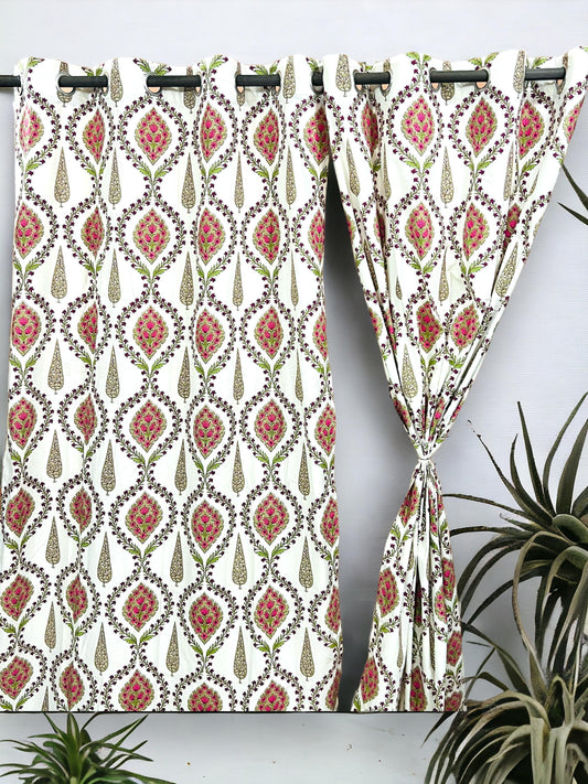 Rustla - Handblock Printed Cotton Curtain Set