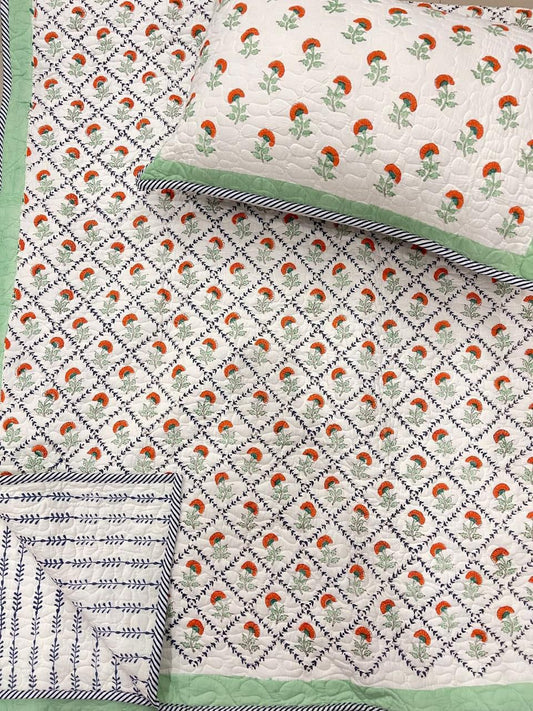 Pushpavalli Bedding – Handblock Quilted Bedcover Set