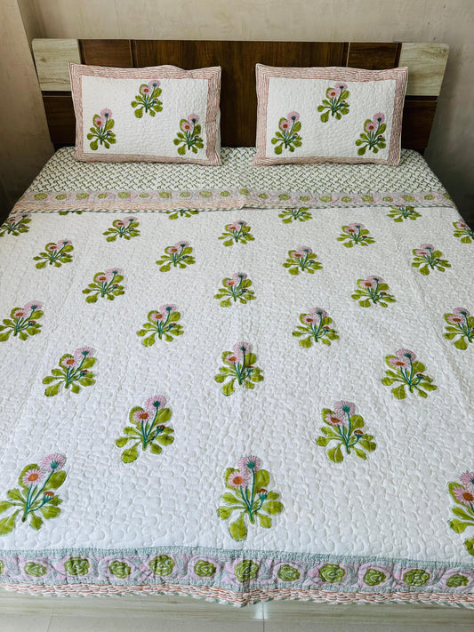 Pankhuri Beds – Handblock Quilted Bedcover Set