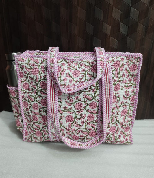 ToteTales – Handblock Printed Quilted Tote Bag