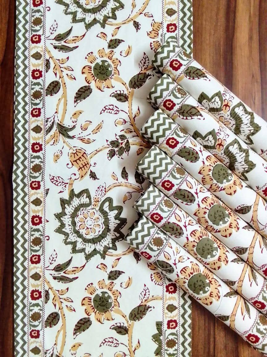 Kishorbagh - Handblock Printed 6-Seater Dining Table Set