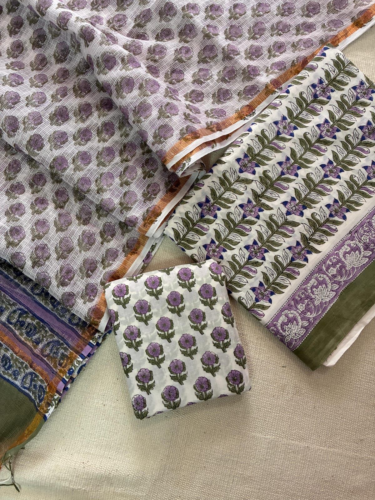 NeelKamal – Handblock Printed Cotton Suit Set with Kota Doriya Dupatta