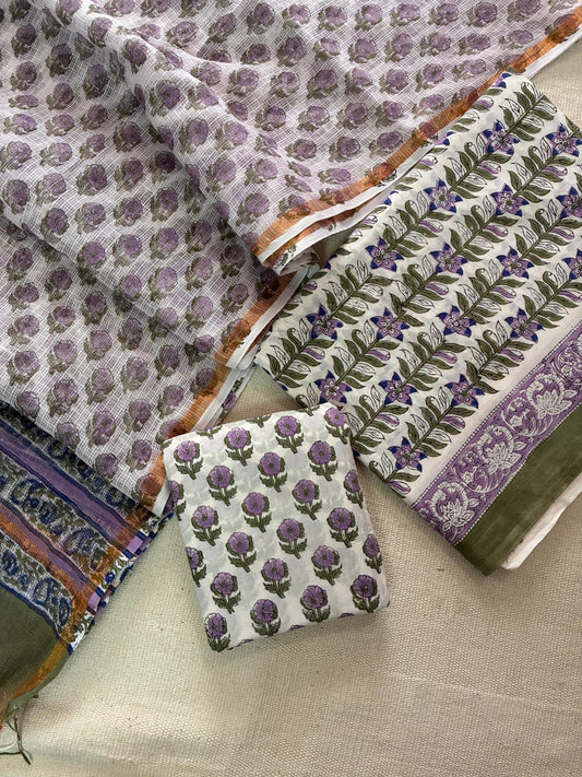 NeelKamal – Handblock Printed Cotton Suit Set with Kota Doriya Dupatta