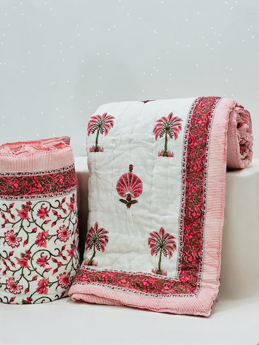 KaarigarQuilt – Handblock Printed King Size Quilt Razai
