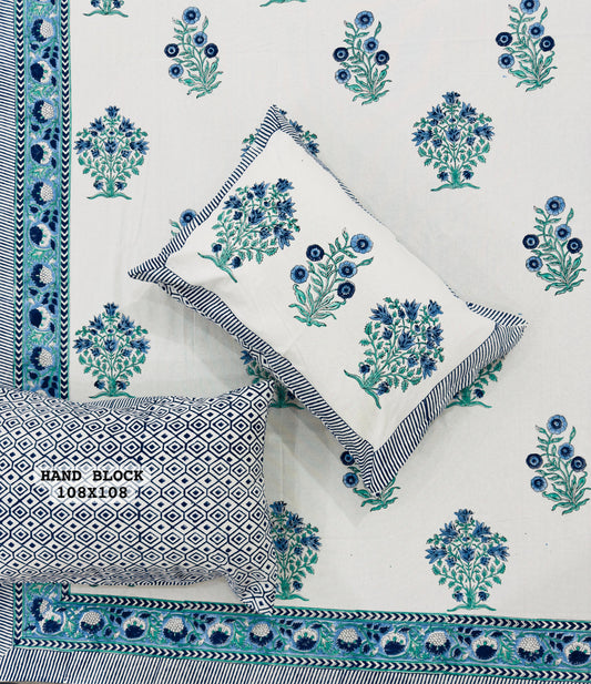 Dusky Pearl Handblock Printed Bedsheet
