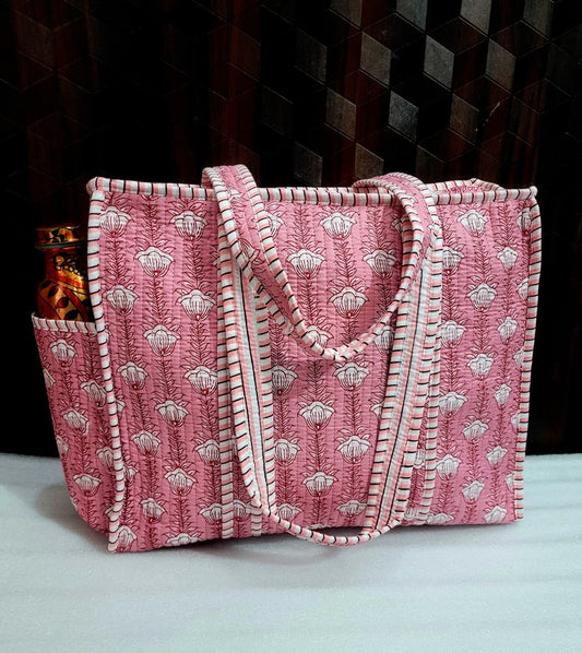 Mitti Totes – Handblock Printed Quilted Tote Bag