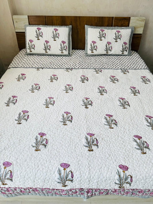 Ajrakh Aangan – Handblock Quilted Bedcover Set