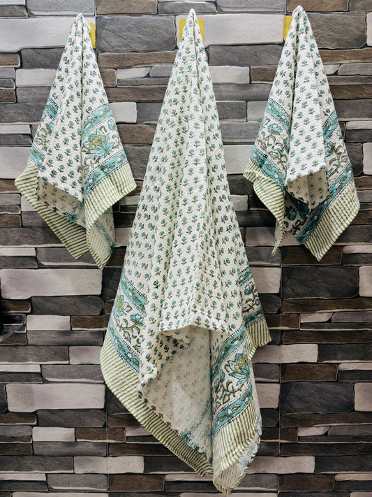 Manjari Wraps – Handblock Printed Waffle Towel Set