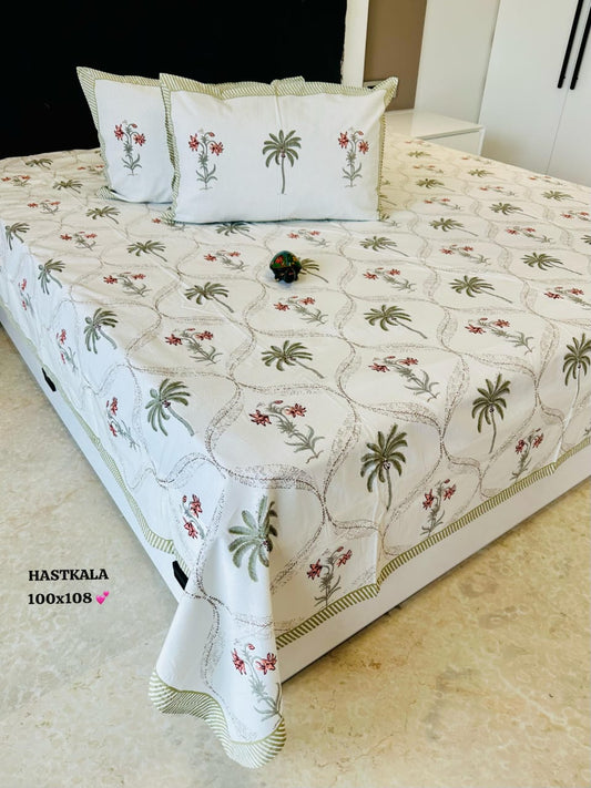 Midnight Charm Handblock Printed Bedsheet