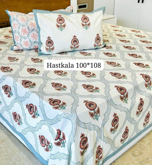 Desert Blossom Handblock Printed Bedsheet
