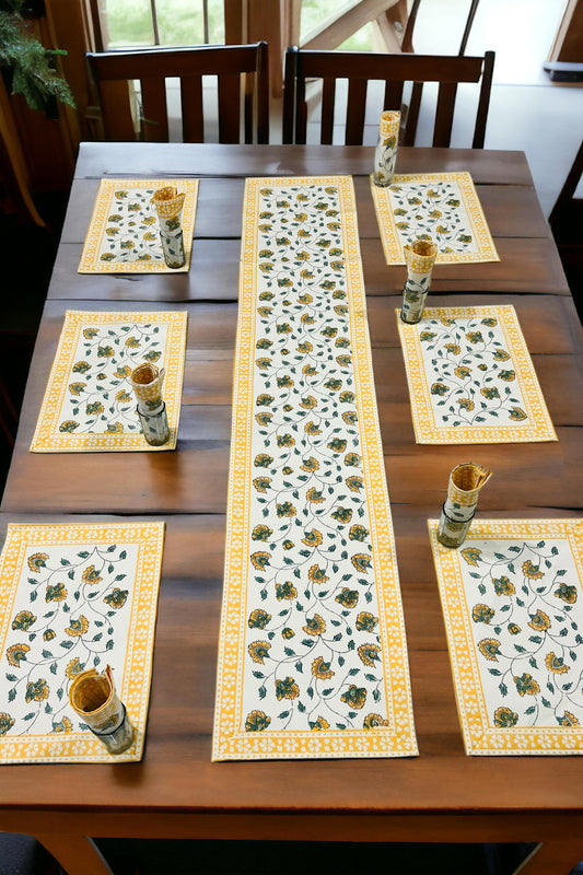 Sun mats - Handblock Printed 6-Seater Dining Table Set