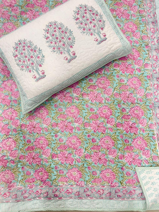 Gulbari - Handblock Quilted Bedcover Set